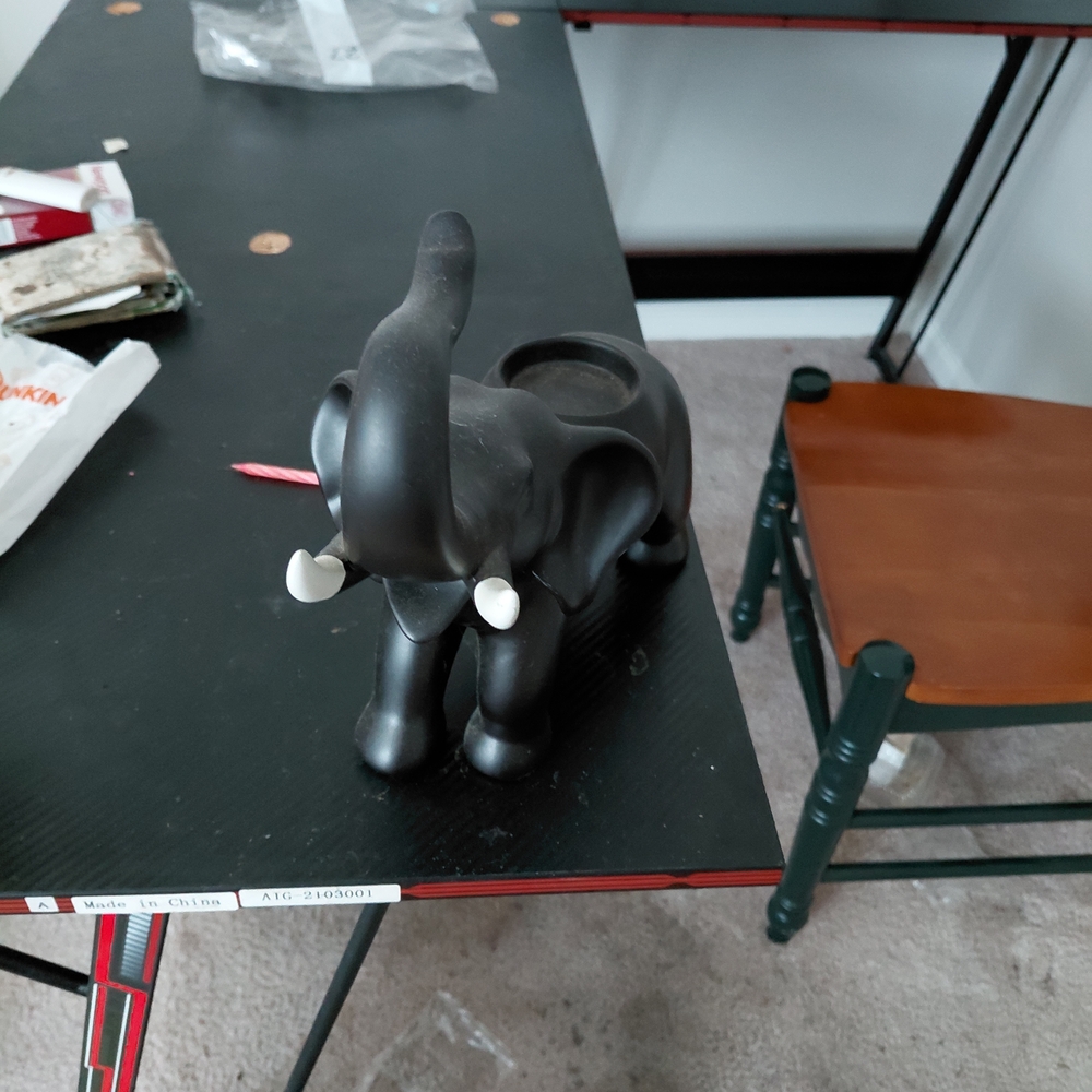 Source Unknown Matte Black Elephant Sculpture